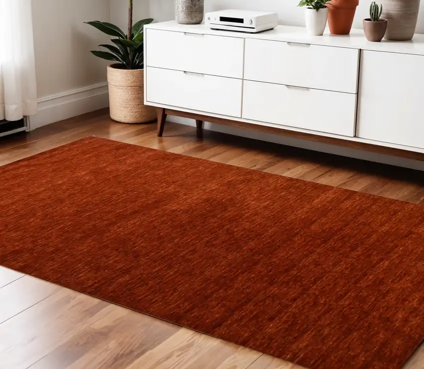 Red Wool Hand Woven Area Rug Photo 1