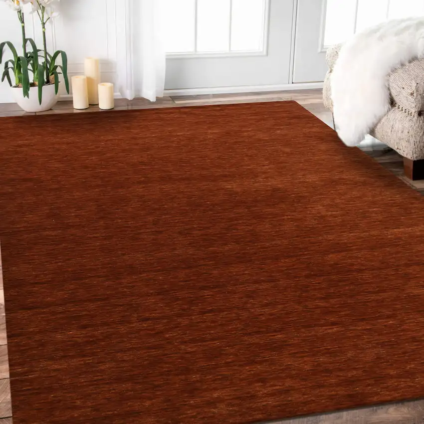 Red Wool Hand Woven Area Rug Photo 6