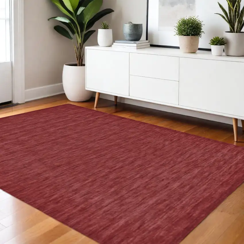Red Wool Hand Woven Area Rug Photo 1