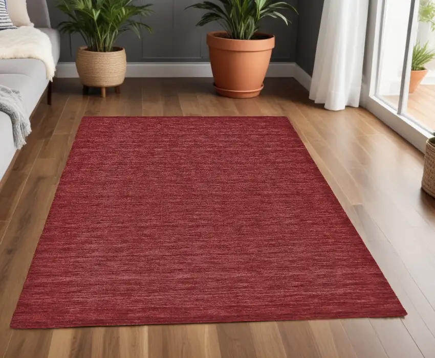 Red Wool Hand Woven Area Rug Photo 1