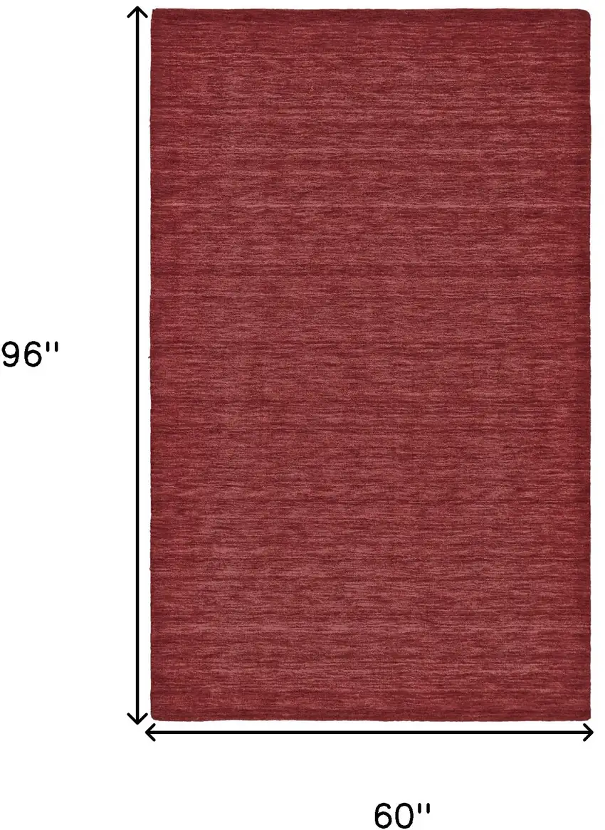 Red Wool Hand Woven Stain Resistant Area Rug Photo 6