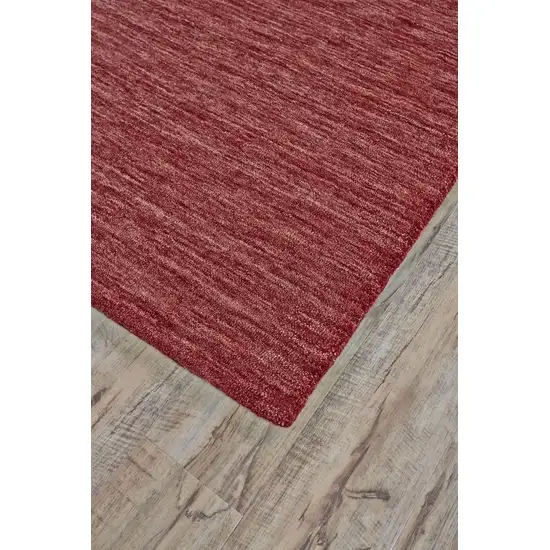 Red Wool Hand Woven Stain Resistant Area Rug Photo 4