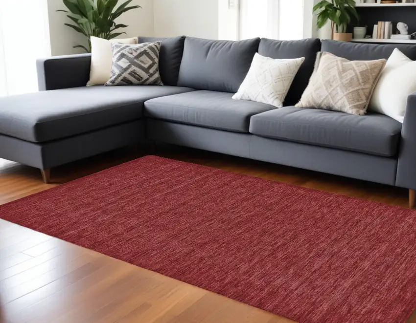 Red Wool Hand Woven Area Rug Photo 1