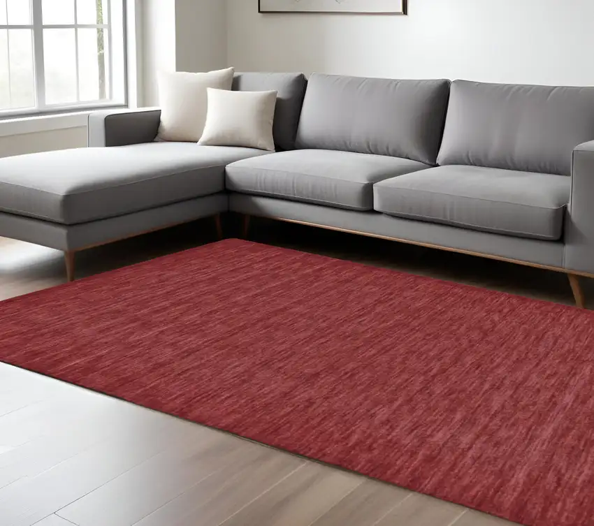 Red Wool Hand Woven Area Rug Photo 1