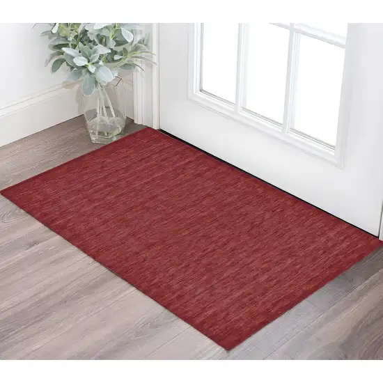 Red Wool Hand Woven Area Rug Photo 1