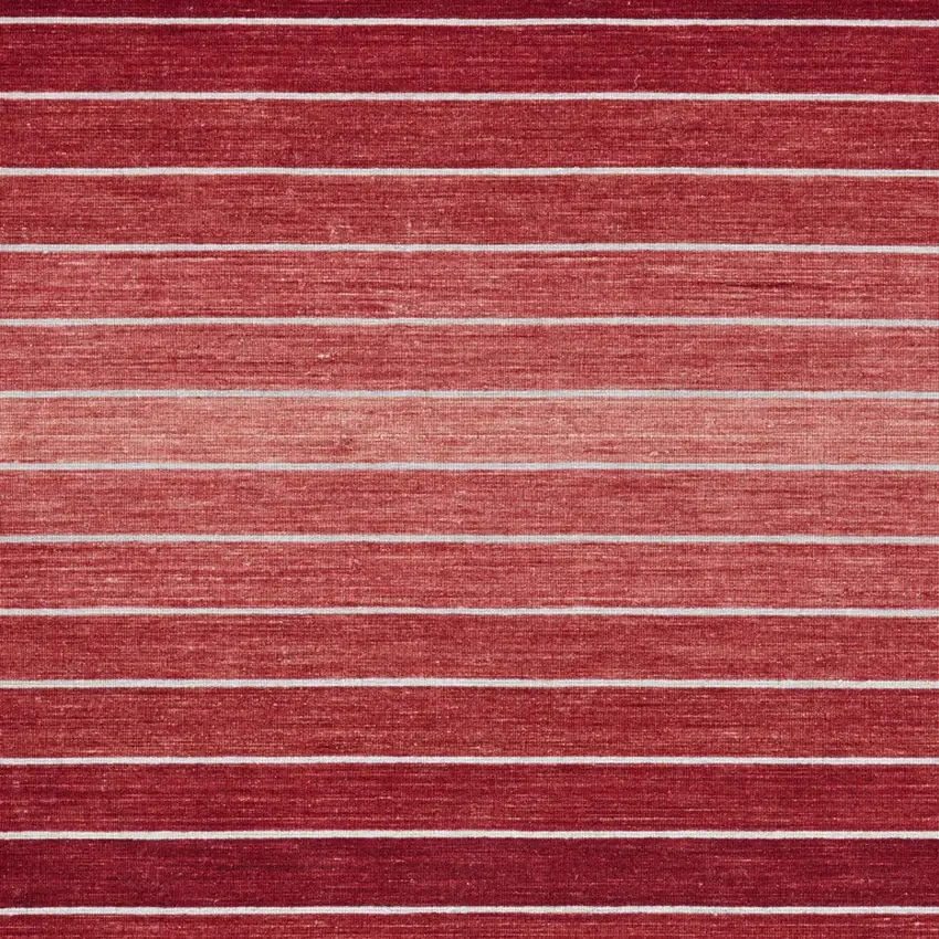 Red Wool Striped Hand Woven Area Rug Photo 5