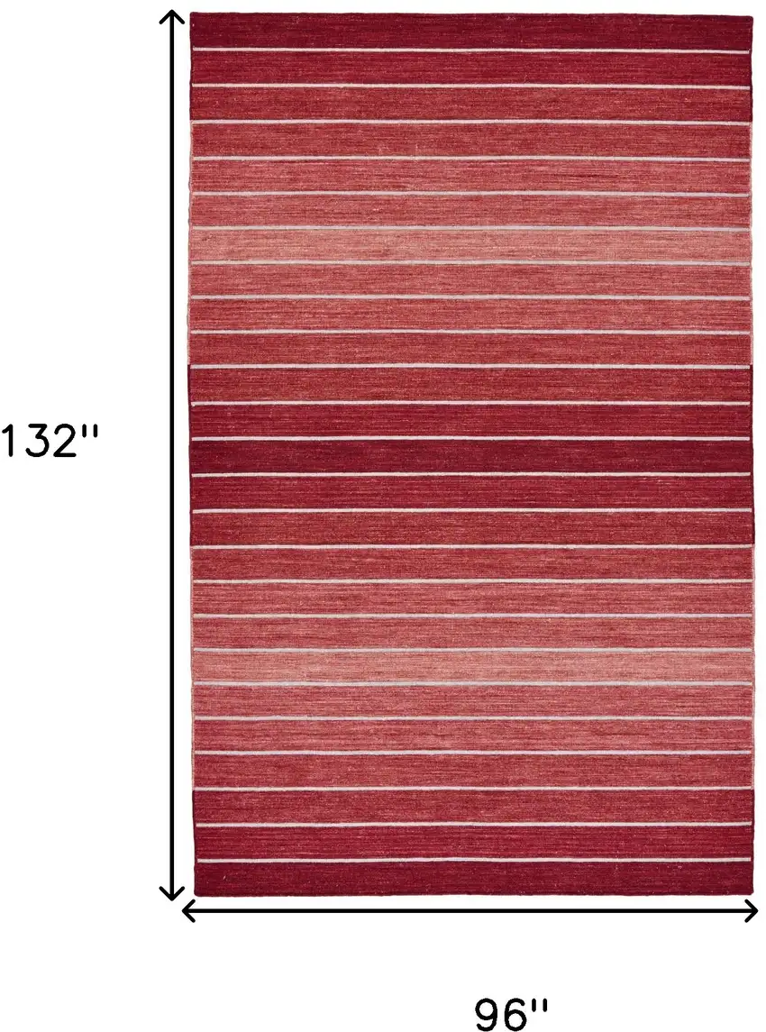 Red Wool Striped Hand Woven Area Rug Photo 3