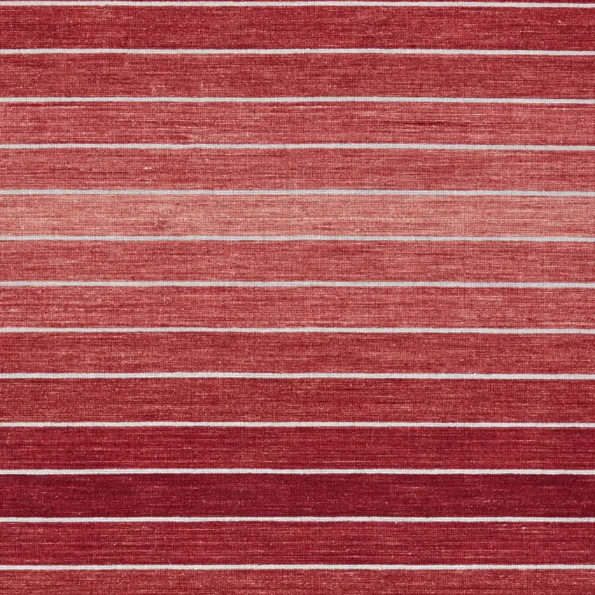 Red Wool Striped Hand Woven Area Rug Photo 7