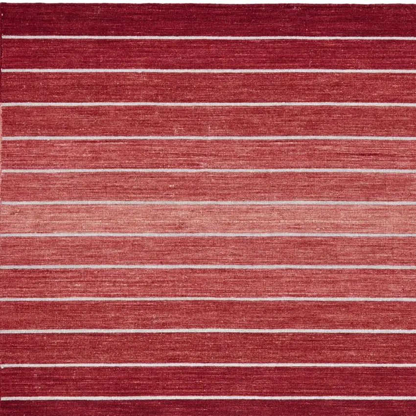 Red Wool Striped Hand Woven Area Rug Photo 6