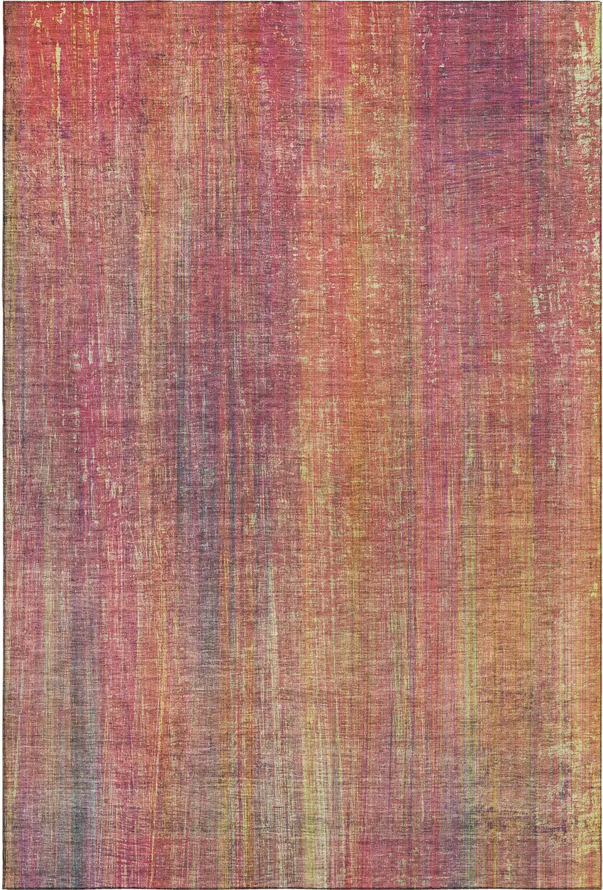 Red Yellow And Orange Striped Washable Area Rug With UV Protection Photo 1