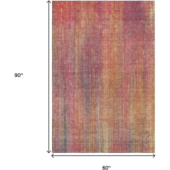 Red Yellow And Orange Striped Washable Area Rug With UV Protection Photo 9