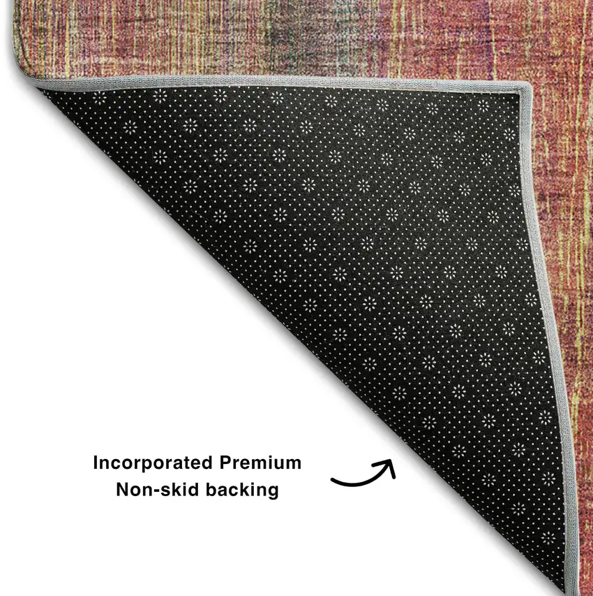 Red Yellow And Orange Striped Washable Area Rug With UV Protection Photo 6