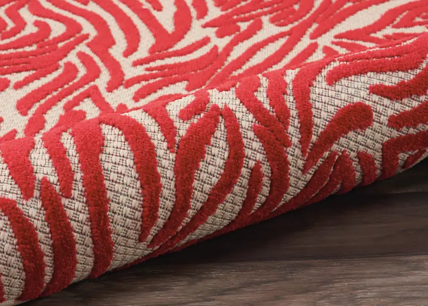 Red And Ivory Abstract Indoor Outdoor Area Rug Photo 3