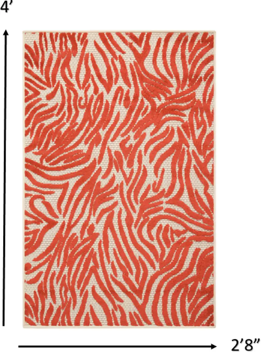 Red Zebra Pattern Indoor Outdoor Area Rug Photo 4