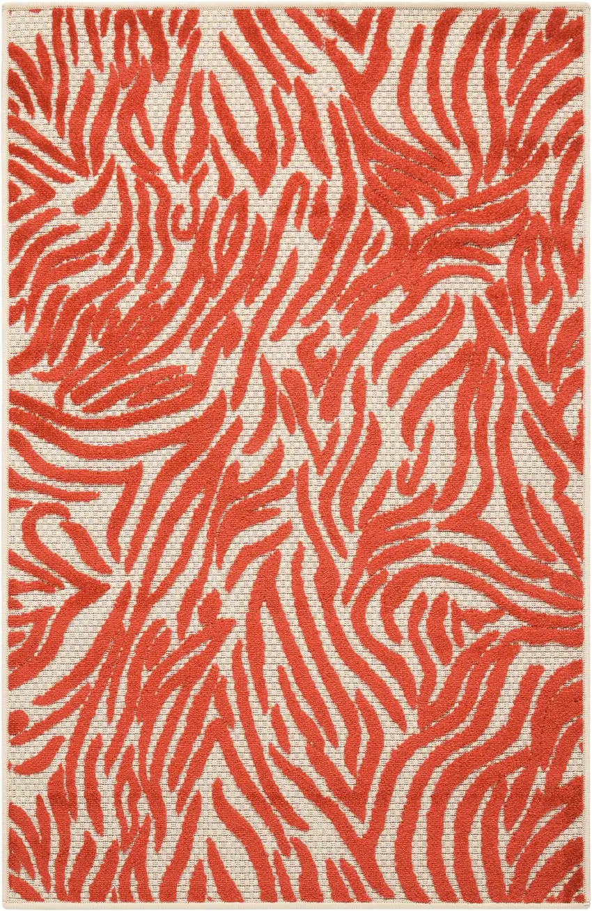 Red Zebra Pattern Indoor Outdoor Area Rug Photo 1