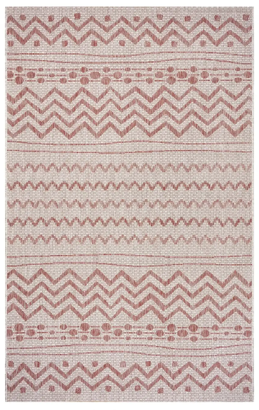 Red Zigzag Indoor Outdoor Area Rug Photo 7