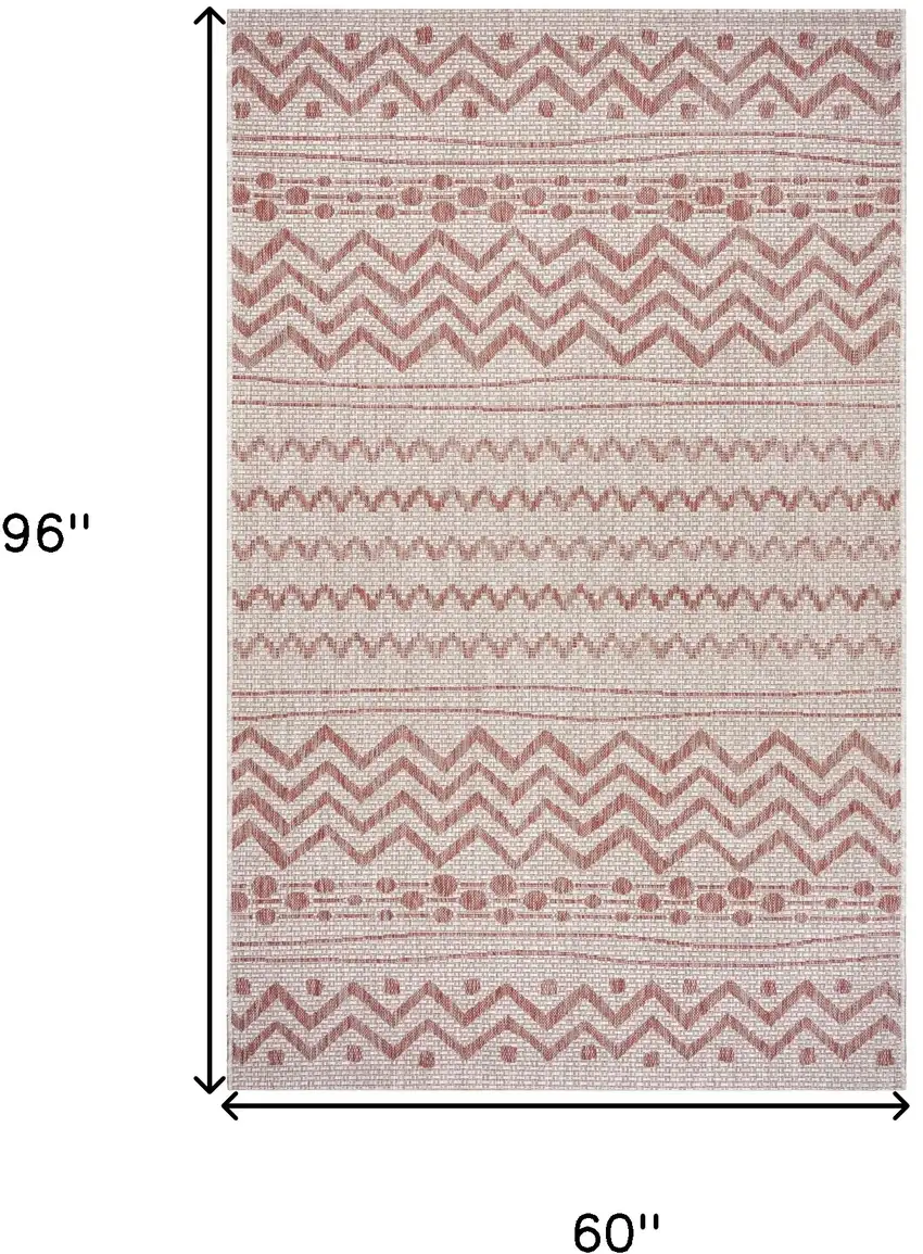 Red Zigzag Indoor Outdoor Area Rug Photo 9