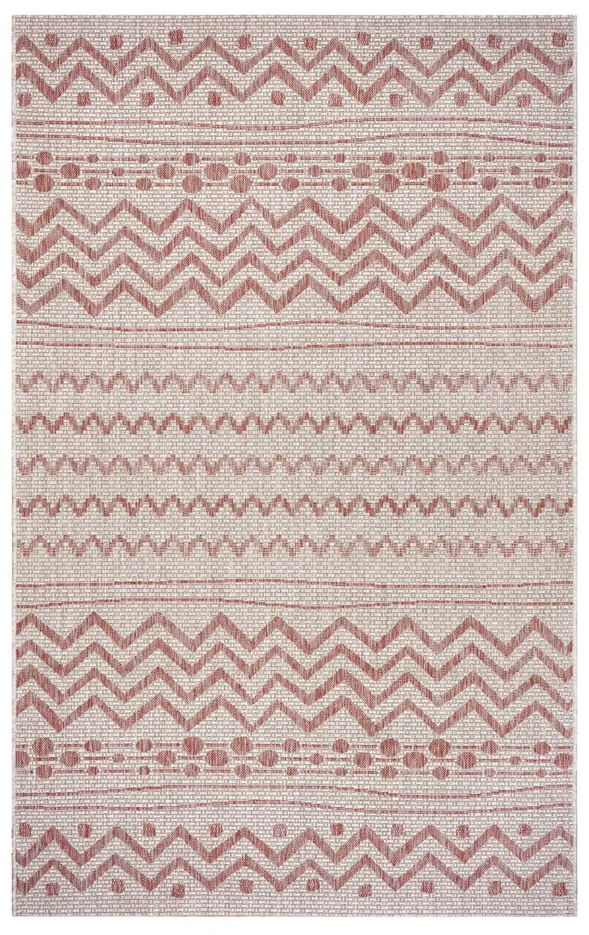 Red Zigzag Indoor Outdoor Area Rug Photo 1