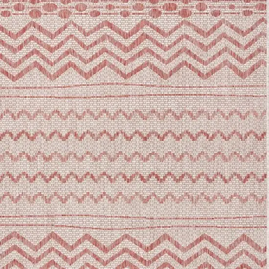 Beige And Red Chevron Indoor Outdoor Area Rug Photo 4