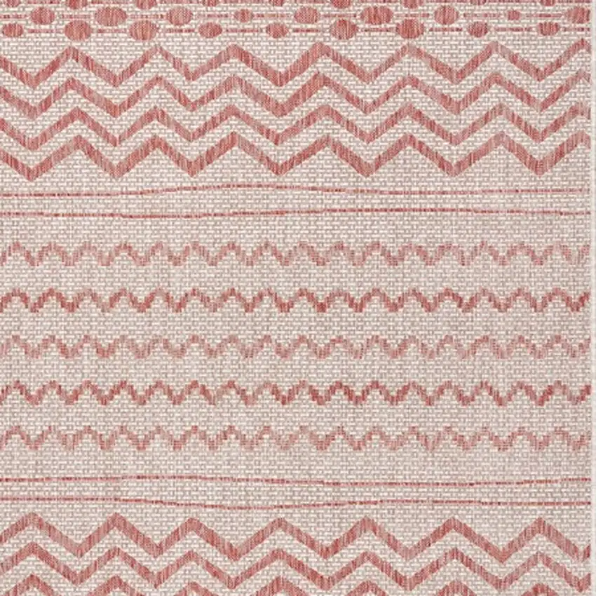 Beige And Red Chevron Indoor Outdoor Area Rug Photo 4