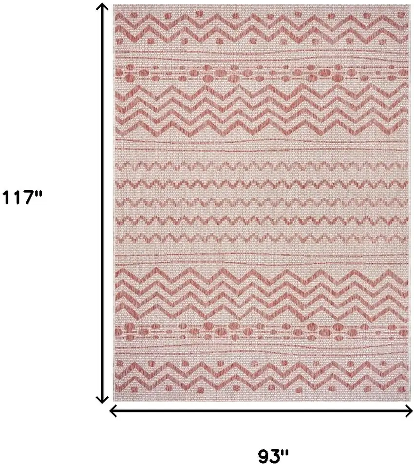 Beige And Red Chevron Indoor Outdoor Area Rug Photo 9