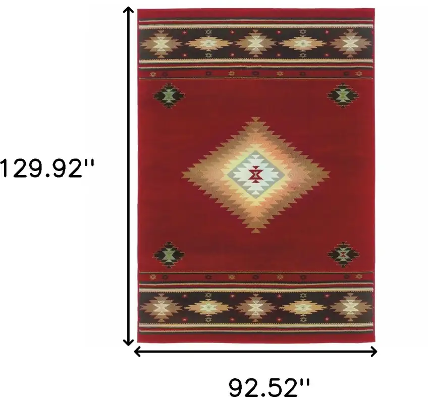 Red and Beige Ikat Pattern Area Rug Photo 6