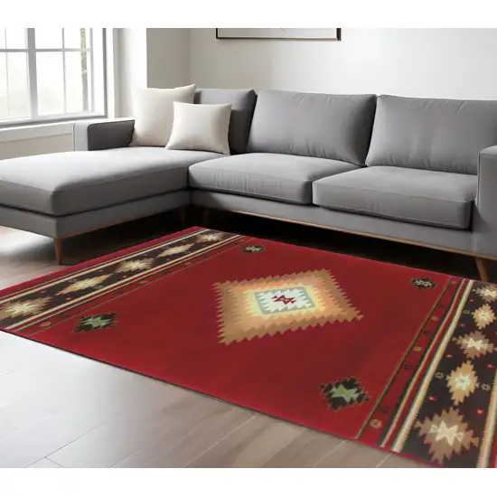 Red And Beige Ikat Pattern Area Rug Photo 1
