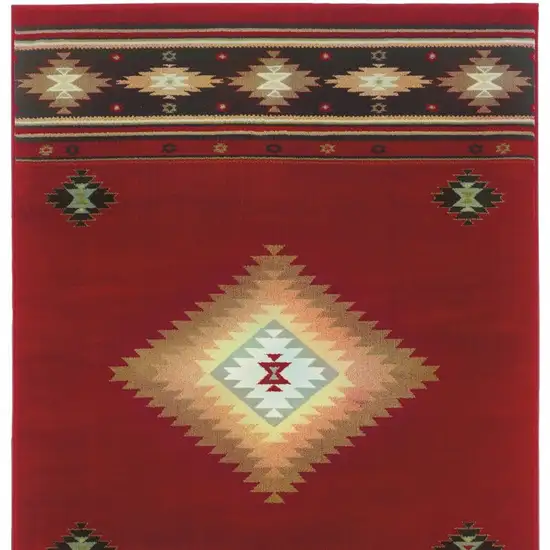Red And Beige Ikat Pattern Scatter Rug Photo 6