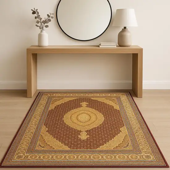Red And Beige Oriental Area Rug Photo 1