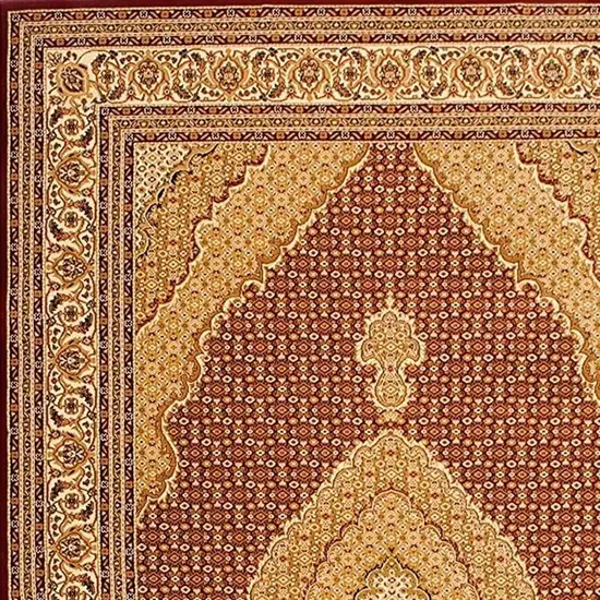 Red and Beige Oriental Power Loom Area Rug Photo 9