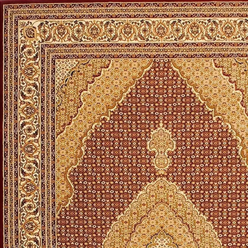 Red and Beige Oriental Power Loom Area Rug Photo 9