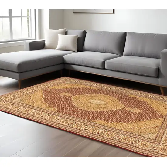 Red And Beige Oriental Area Rug Photo 1