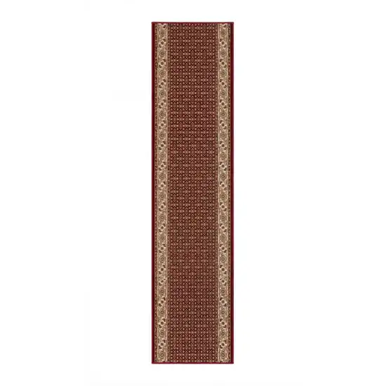 13' Red And Beige Oriental Runner Rug Photo 3