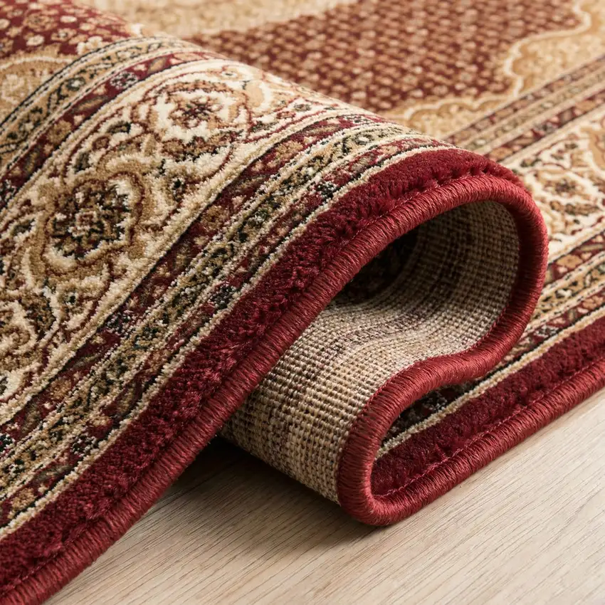 15' Red And Beige Oriental Runner Rug Photo 6