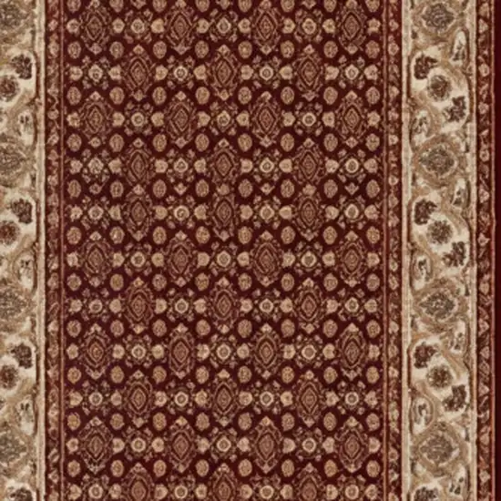 15' Red And Beige Oriental Runner Rug Photo 2
