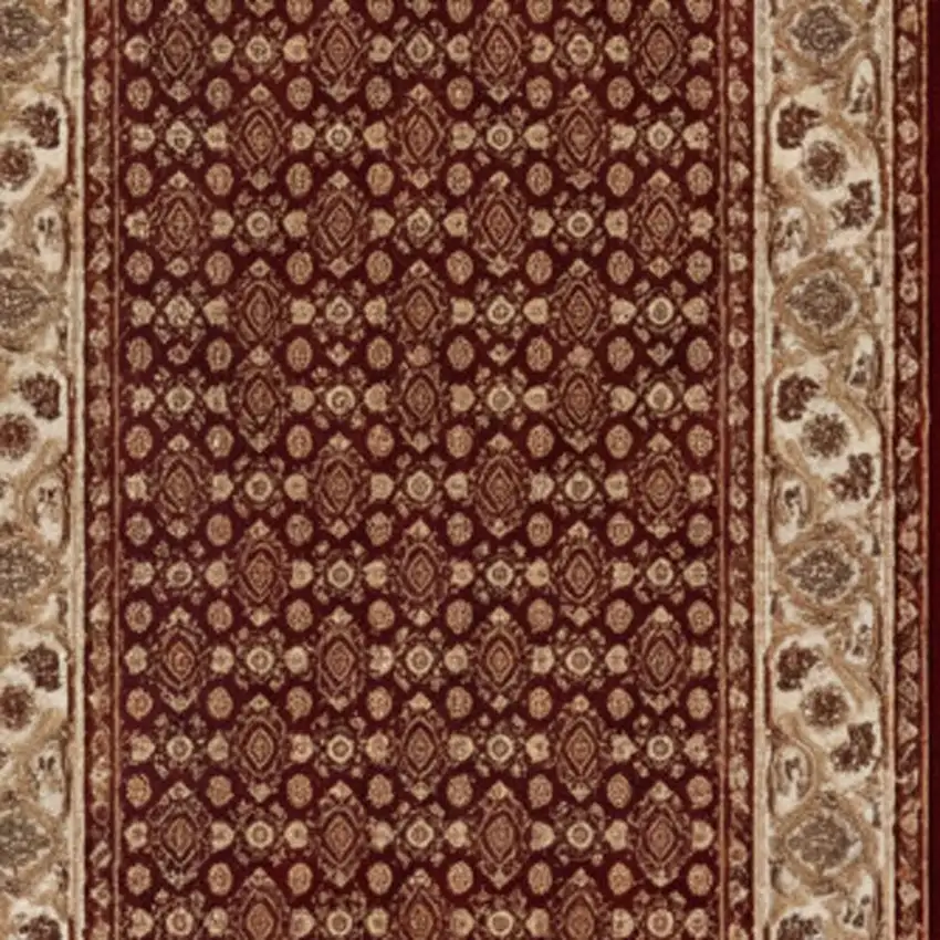 15' Red And Beige Oriental Runner Rug Photo 2