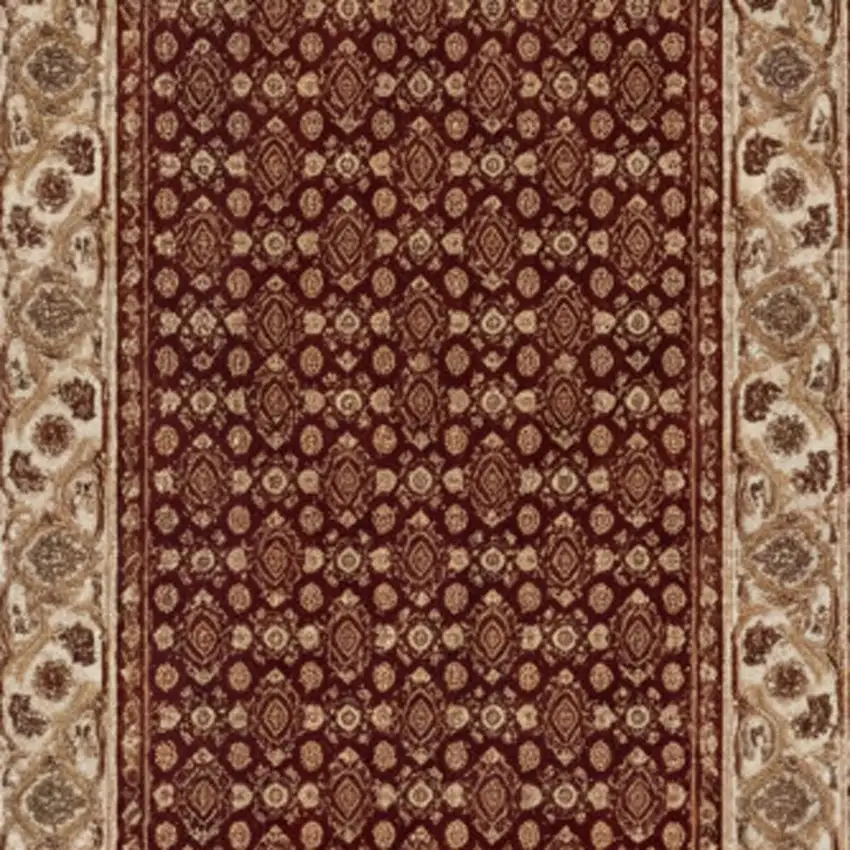 20' Red And Beige Oriental Runner Rug Photo 2