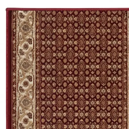 8' Red And Beige Oriental Runner Rug Photo 2