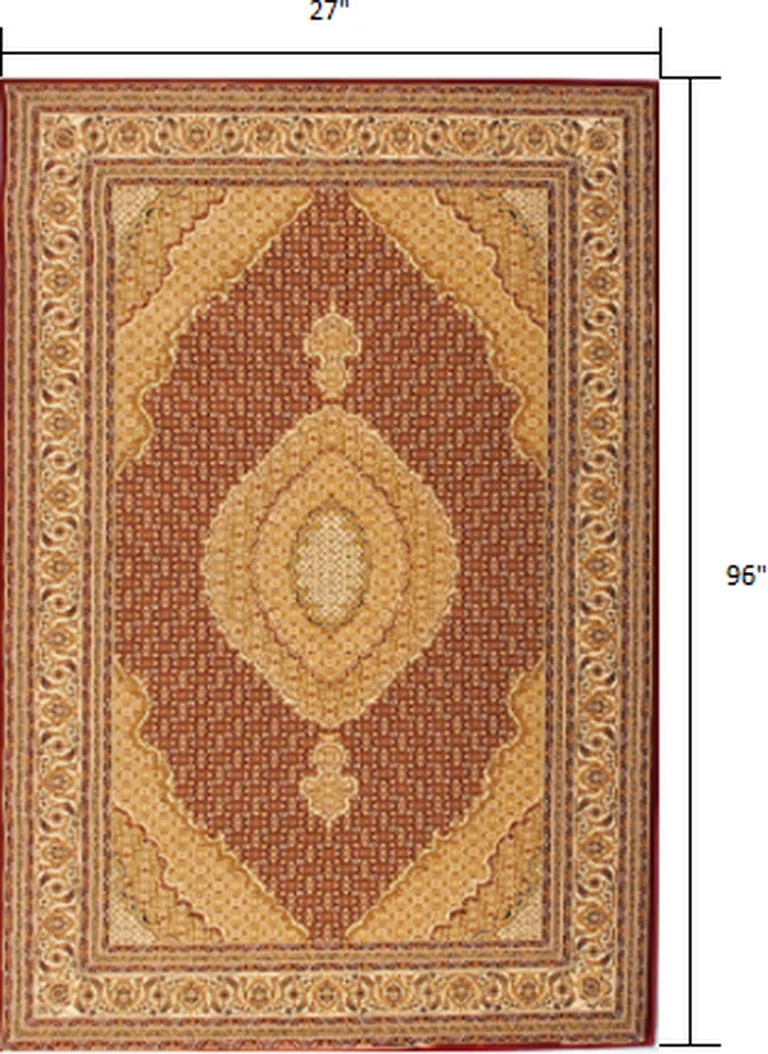 Red and Beige Medallion Runner Rug Photo 3