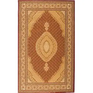 Photo of Red and Beige Medallion Runner Rug