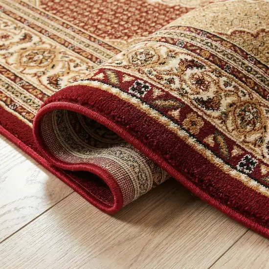20' Red And Beige Oriental Runner Rug Photo 7