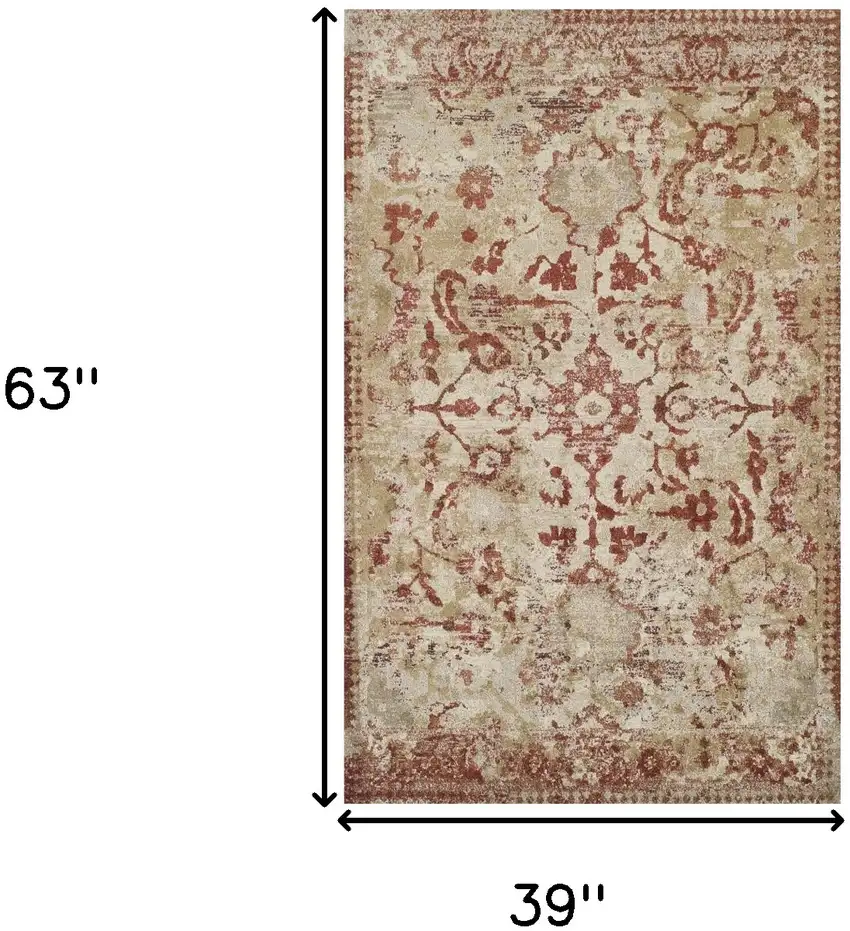 Red and Beige Oriental Area Rug Photo 9