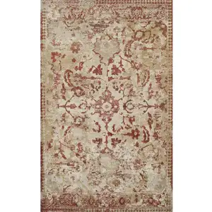Photo of Red and Beige Oriental Area Rug