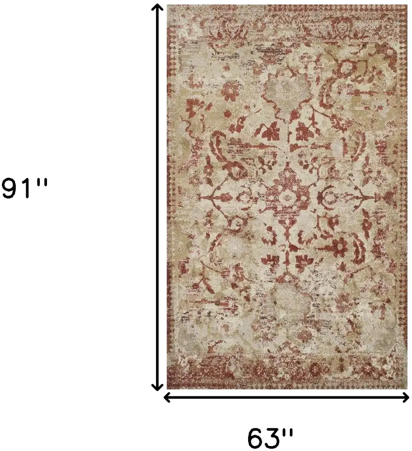 Red and Beige Oriental Area Rug Photo 9