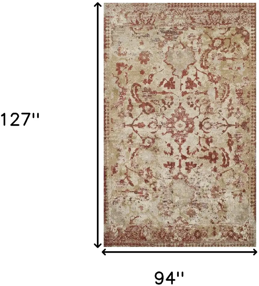 Red and Beige Oriental Area Rug Photo 9
