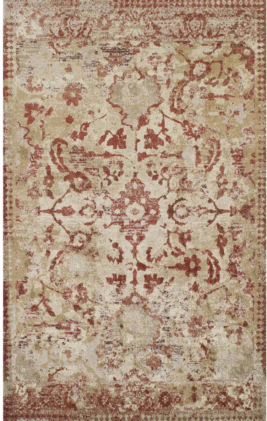 Red and Beige Oriental Area Rug Photo 2