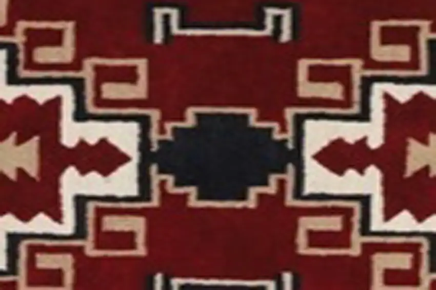 Red and Beige Southwestern Hand Tufted Non Skid Area Rug Photo 6