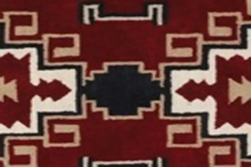 Red and Beige Southwestern Hand Tufted Non Skid Area Rug Photo 4