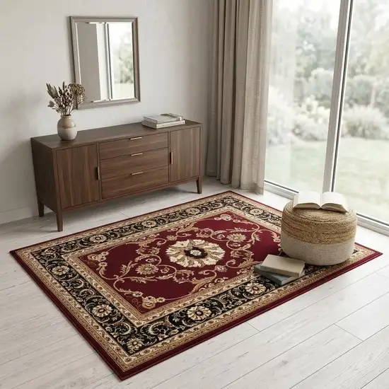 Red And Black Oriental Area Rug Photo 1