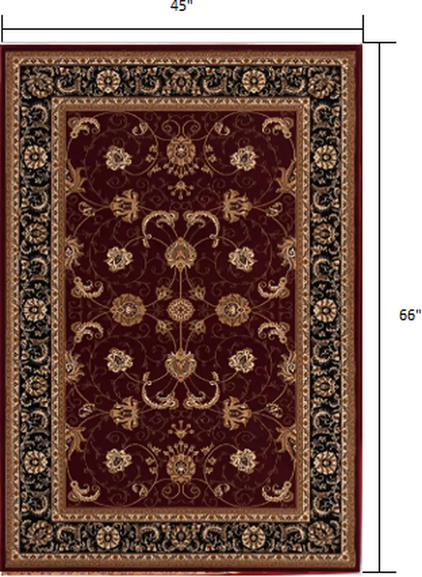 Red and Black Ornamental Area Rug Photo 1